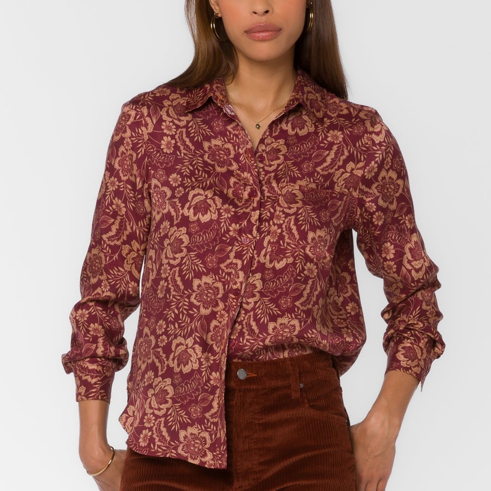 Velvet Hearts BENNETT SANGRIA FLORAL SHIRT‎ M